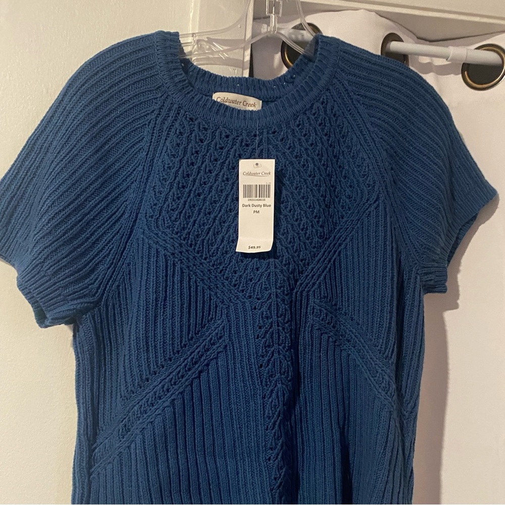 Coldwater Creek short sleeve blue sweater
